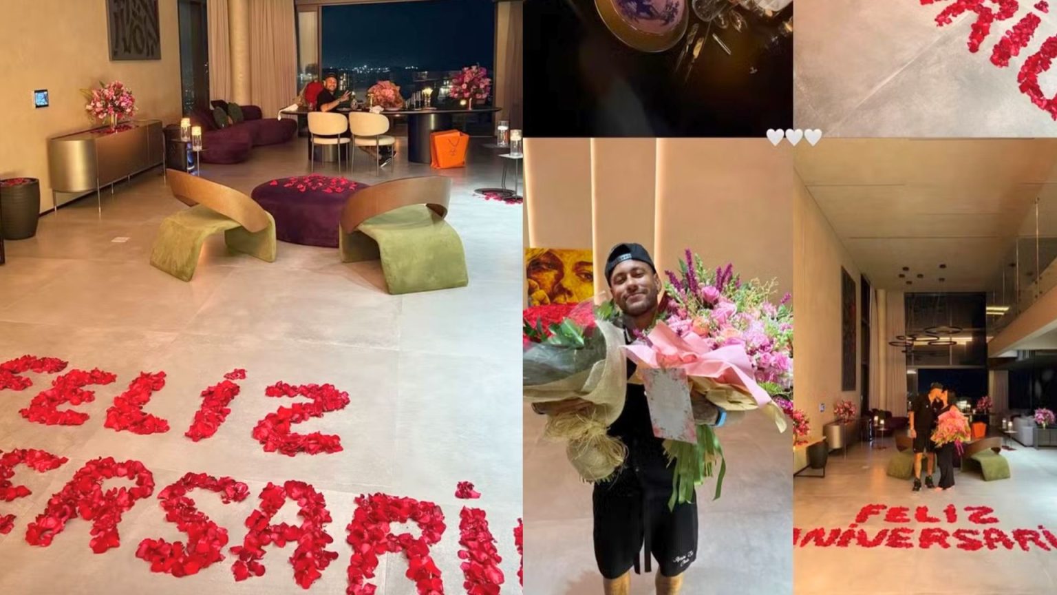 Neymar faz surpresa de aniversário para Bruna Biancardi com buquê