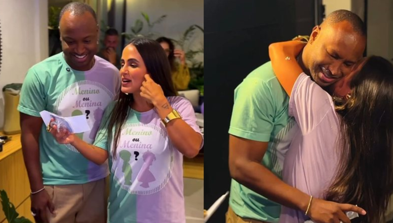 Thiaguinho e Carol Peixinho fazem chá revelação e anunciam sexo